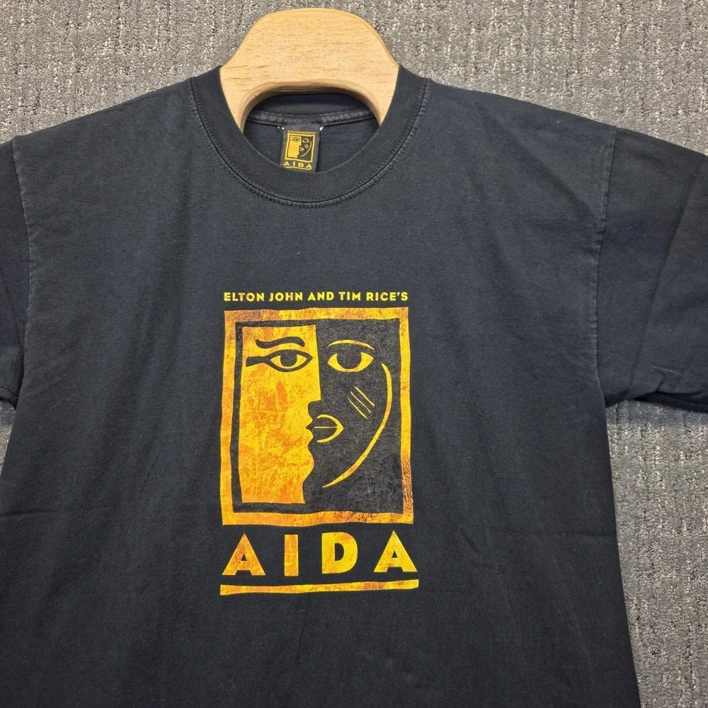Vintage Aida Musical T-Shirt Elton John Tim Rice Broadway Tee Men's Medium Black
